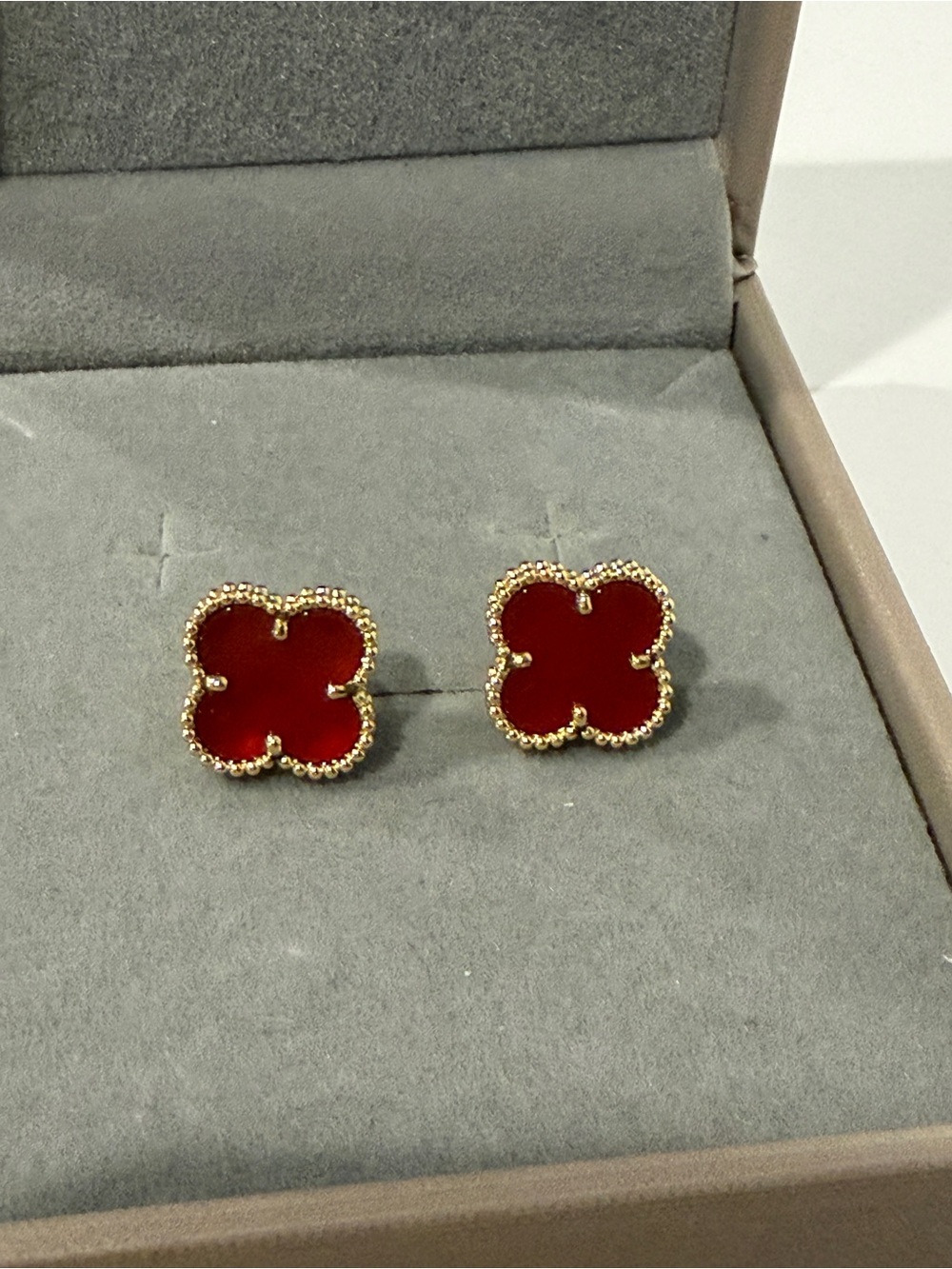 Red Clover Drop Gold-Trim Stud Earrings - Women Jewelry
